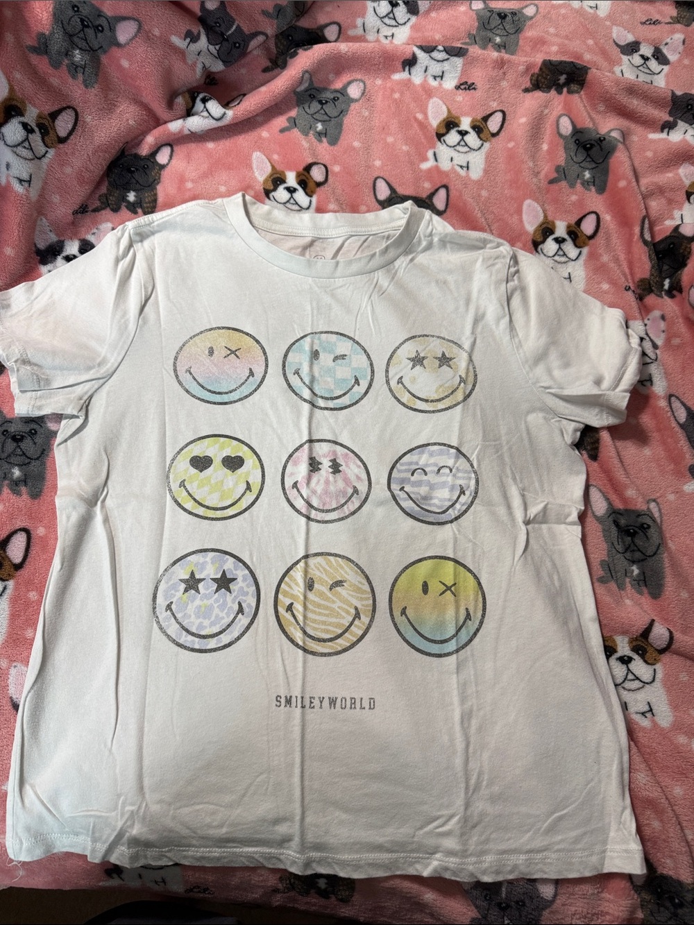 Girls' White Graphic Smile Emoji Tee